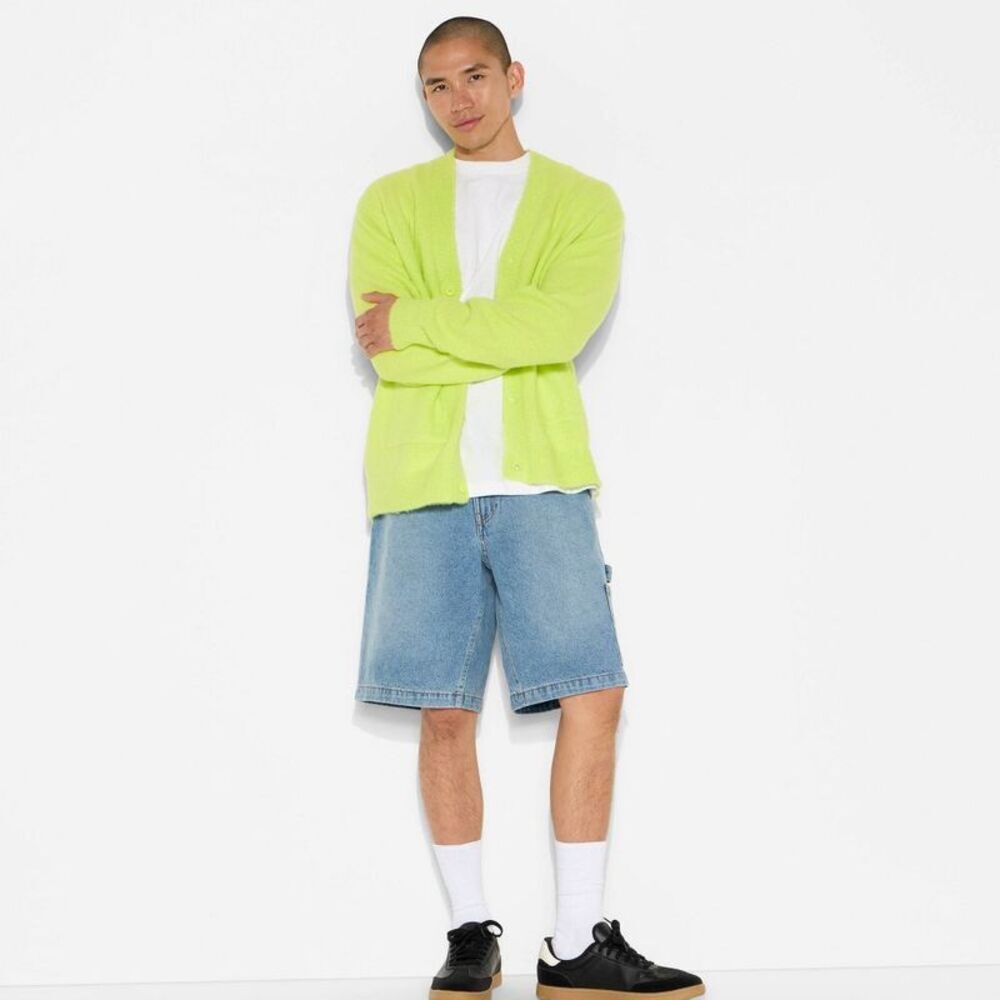 Men's Oversized Cardigan Sweater - Original Use Neon Green L